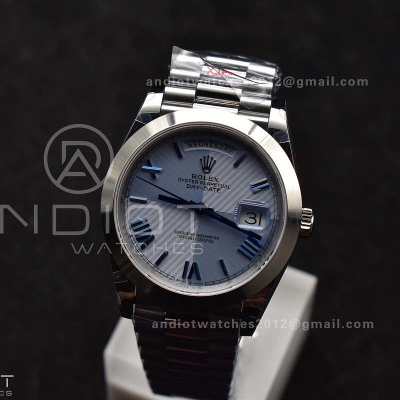 DayDate 40 GMF Tungsten Weighted 904L Steel Blue Dial Roman Markers On President Bracelet A3255 V4